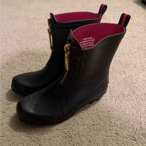 Tommy Hilfiger Black Rain Boots with Red Lining